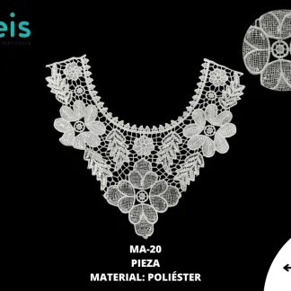 CUELLO POLIESTER CON LENTEJUELA MA-20 25 PZ/PQT BLANCO