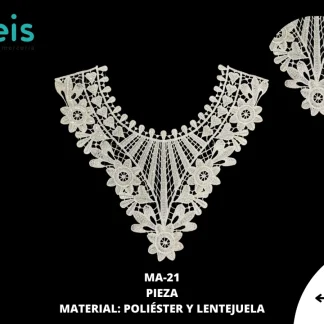 CUELLO POLIESTER CON LENTEJUELA MA-21 25 PZ/PQT BLANCO