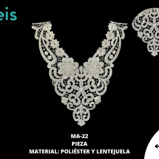 CUELLO POLIESTER CON LENTEJUELA MA-22 25 PZ/PQT BLANCO