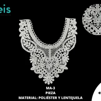 CUELLO POLIESTER CON LENTEJUELA MA-3 25 PZ/PQT BLANCO
