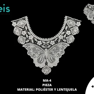 CUELLO POLIESTER CON LENTEJUELA MA-4 25 PZ/PQT BLANCO
