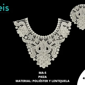 CUELLO POLIESTER CON LENTEJUELA MA-5 25 PZ/PQT BLANCO