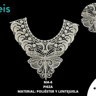 CUELLO POLIESTER CON LENTEJUELA MA-6 25 PZ/PQT BLANCO