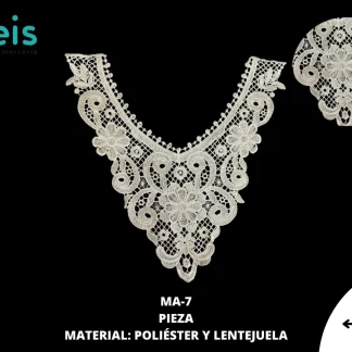CUELLO POLIESTER CON LENTEJUELA MA-7 25 PZ/PQT BLANCO