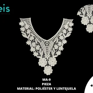 CUELLO POLIESTER CON LENTEJUELA MA-9 25 PZ/PQT BLANCO