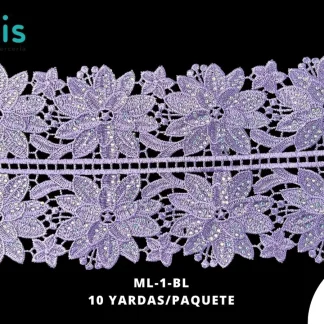 GUIPIUR BORDADO DECORADO ML-1-LL LILA 14 CM 10 YARDAS/PAQUETE