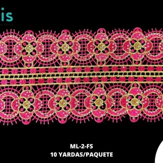 GUIPIUR BORDADO DECORADO ML-2-FS FIUSHA 13 CM 10 YARDAS/PAQUETE