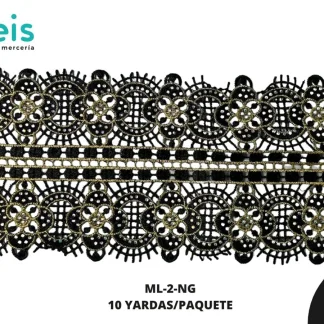 GUIPIUR BORDADO DECORADO ML-2-NG NEGRO 13 CM 10 YARDAS/PAQUETE