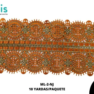GUIPIUR BORDADO DECORADO ML-2-NJ NARANJA 13 CM 10 YARDAS/PAQUETE