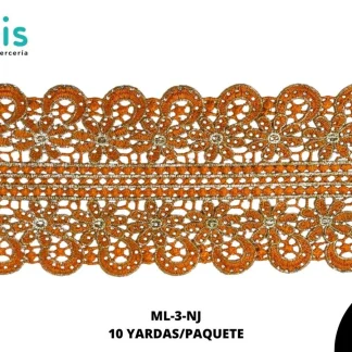 GUIPIUR BORDADO DECORADO ML-3-NJ NARANJA 12.3 CM 10 YARDAS/PAQUETE