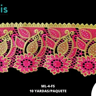 GUIPIUR BORDADO DECORADO ML-4-FS FIUSHA 13 CM 10 YARDAS/PAQUETE