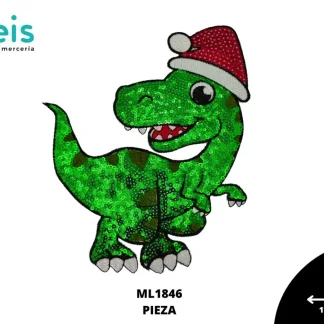 PARCHES LENTEJUELA DINOSAURIO NAVIDEÑO ML1846 VERDE