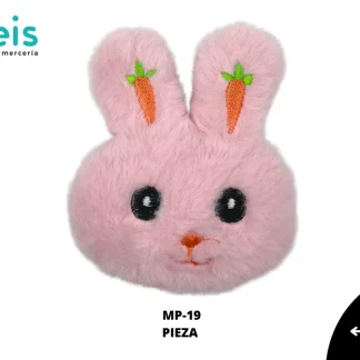 MINI PELUCHE CONEJO CABEZA CON OREJAS DE ZANAHORIA 25 PZ/PQT MP-19 ROSADO