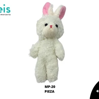 MINI PELUCHE CONEJO COMPLETO 25 PZ/PQT MP-20 BLANCO