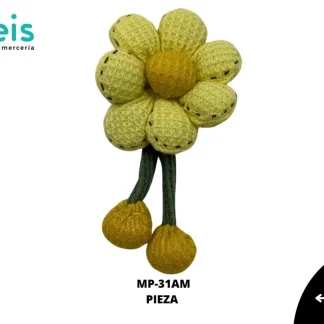 MINI PELUCHE FLOR ESTILO BORDADO CONTORNO PUNTEADO 25 PZ/PQT MP-31AM AMARILLO