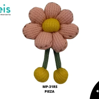 MINI PELUCHE FLOR ESTILO BORDADO CONTORNO PUNTEADO 25 PZ/PQT MP-31RS ROSADO