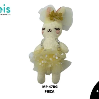 MINI PELUCHE CONEJO CON VESTIDO 25 PZ/PQT MP-47 BEIGE
