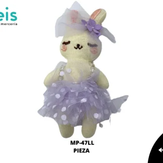MINI PELUCHE CONEJO CON VESTIDO 25PZ/PQT MP-47 LILA