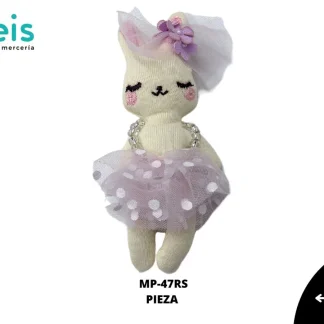 MINI PELUCHE CONEJO CON VESTIDO 25PZ/PQT MP-47 ROSADO