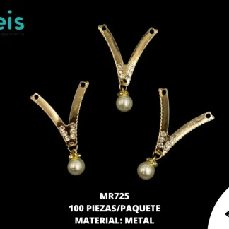 HERRAJES PLASTIMETAL CON PERLA MR725 100 PZ/PQT DORADO