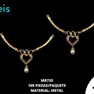 HERRAJES PLASTIMETAL CON PERLA MR735 200 PZ/PQT DORADO