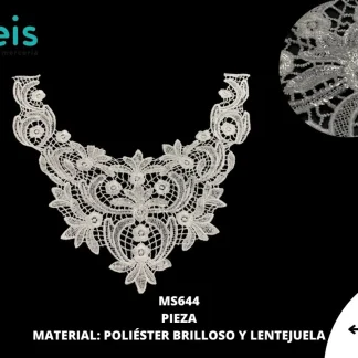 CUELLOS POLIESTER BRILLOSO LENTEJUELA MS644 43cmX35cm BLANCO
