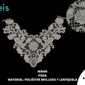 CUELLOS POLIESTER BRILLOSO LENTEJUELA MS645 42cmX32cm BLANCO