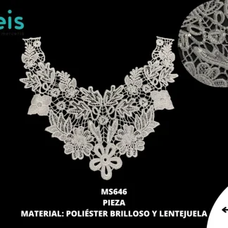 CUELLOS POLIESTER BRILLOSO LENTEJUELA MS646 37cmX31cm BLANCO