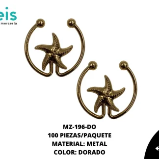 HERRAJE METAL BORDE ESTRELLA MZ-196 100 PZ/PQT DORADO UV