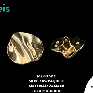 BOTON ZAMACK AMORFO 25mm MZ-197-KY 50 PZ/PQT DORADO