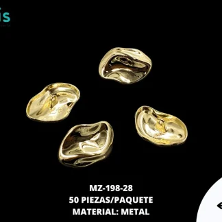 BOTON ZAMACK AMORFO 28mm MZ-198 50 PZ/PQT DORADO
