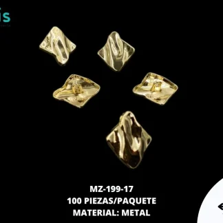 BOTON ZAMACK AMORFO 17mm MZ-199 100 PZ/PQT DORADO