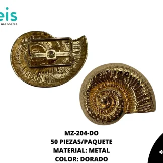 HERRAJE METAL CARACOL MZ-204 100 PZ/PQT DORADO UV
