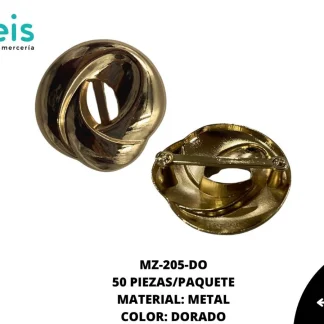 HERRAJE METAL AMORFO MZ-205 100 PZ/PQT DORADO UV