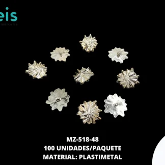 BOTON PLASTICO PATA AMORFO LINEAS 48L DORADO 100 PZ/PAQ
