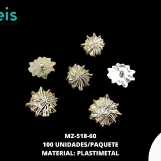 BOTON PLASTICO PATA AMORFO LINEAS 60L DORADO 100 PZ/PAQ