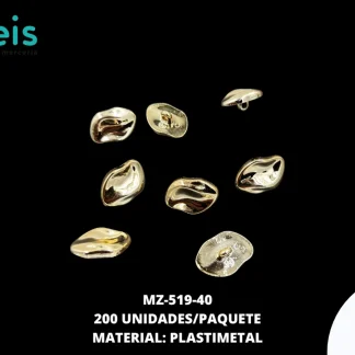 BOTON PLASTICO PATA AMORFO 40L 200 PZ/PQT DORADO