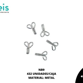 ACCESORIOS METAL BROCHE DE GANCHO NB9 9mm 432 PZ/PQT NIQUEL