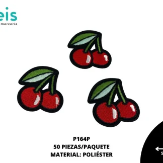 PARCHES BORDADOS Y ESTAMBRE CEREZAS P164P 56mmX52cmm 50 PZ/PQT ROJO