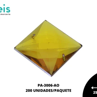 PIEDRA COSTURA CUADRADA 25X25MM 200 PIEZAS/PAQUETE AMARILLO