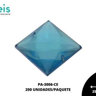 PIEDRA COSTURA CUADRADA 25X25MM 200 PIEZAS/PAQUETE CELESTE