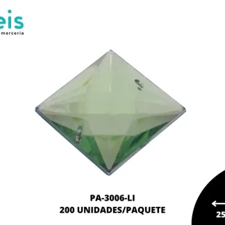 PIEDRA COSTURA CUADRADA 25X25MM 200 PIEZAS/PAQUETE LIMON