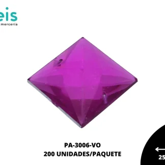 PIEDRA COSTURA CUADRADA 25X25MM 200 PIEZAS/PAQUETE VO
