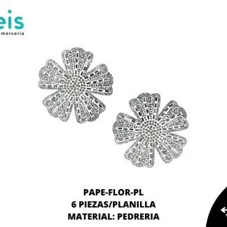 PARCHES PEDRERIA FLOR PLATA 6 PZ/PLANILLA PAPE-FLOR-PL
