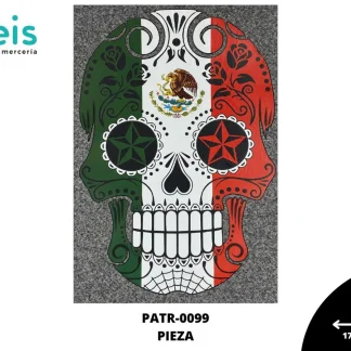 PARCHES DTF CALAVERA MEXICANA CON ESCUDO PATR-0099 17.5cmX26cm TRICOLOR
