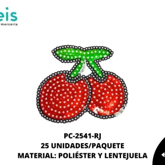 PARCHES LENTEJUELA CEREZA 7cmX6.3cm PC-2541-RJ 25 PZ/PQT ROJO