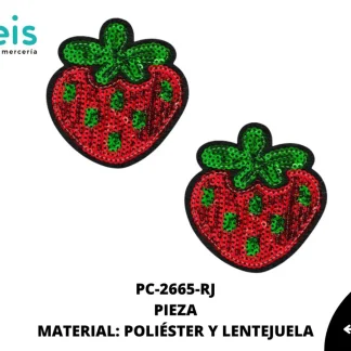 PARCHES LENTEJUELA FRESA 6.5cmX7cm PC-2665-RJ 100 PZ/PQT ROJO