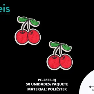 PARCHES BORDADOS Y ESTAMBRE FRUTA CEREZA PC-2856-RJ 50 PZ/PQT ROJO
