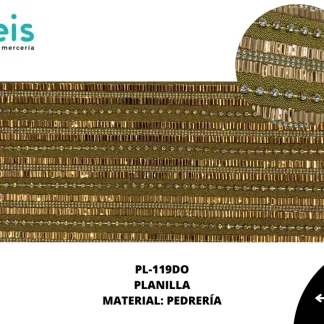 PEDRERIA PLANILLAS RECTANGULO PL-119DO 24cmX40cm DORADO