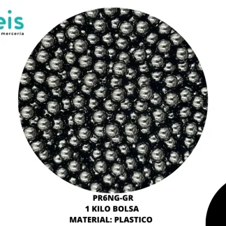 PERLAS REMACHE PR6NG-GR 6mm 1000 GRS/BOLSA NEGRO